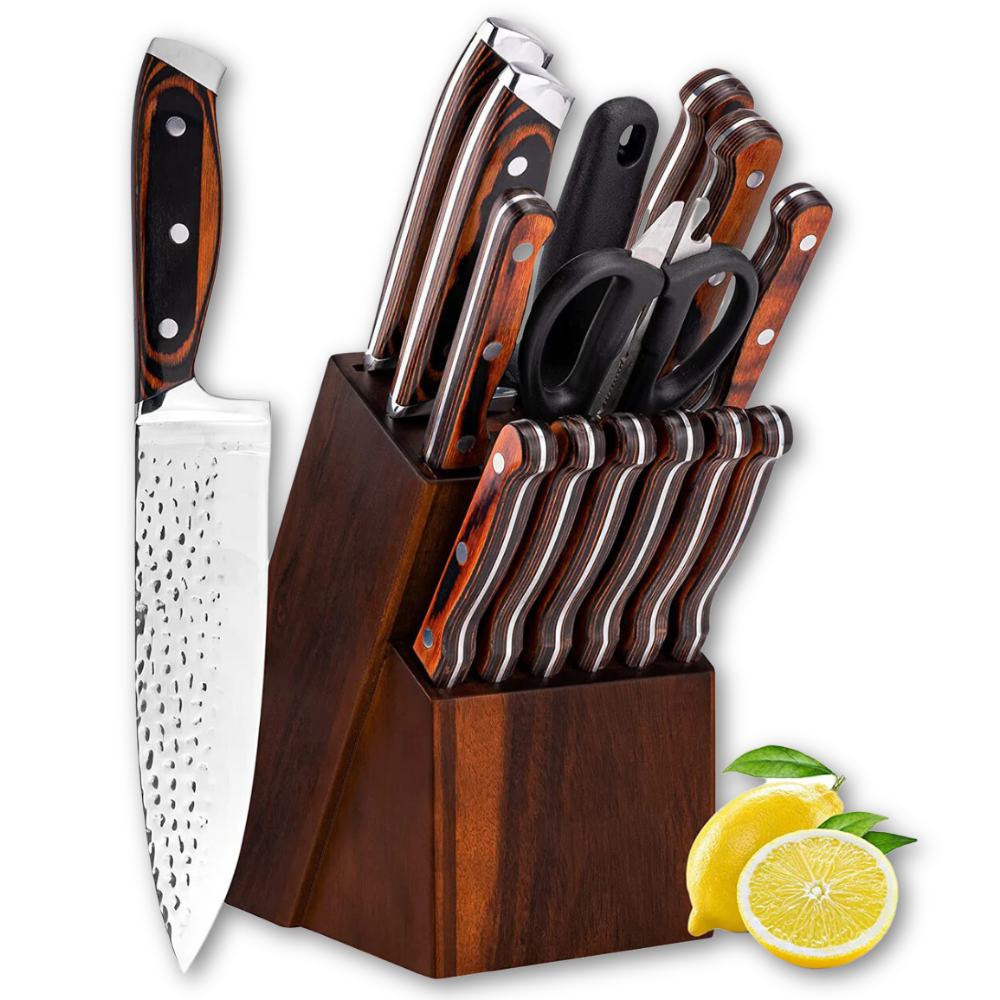 KnifeMasterz™ | Hammer Forged Quality Knives - Set of 15 | Knife Sets