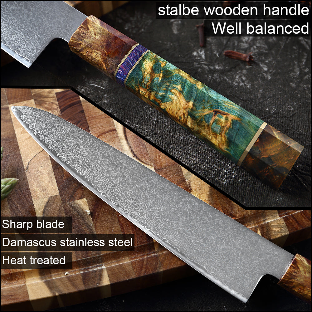 KnifeMasterz™ | StableWood Multicolor Handle Damascus Knives | Knife Sets