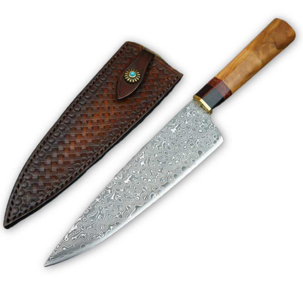 KnifeMasterz™ | Hypnosis Pattern Leather Vintage | Chef Knife