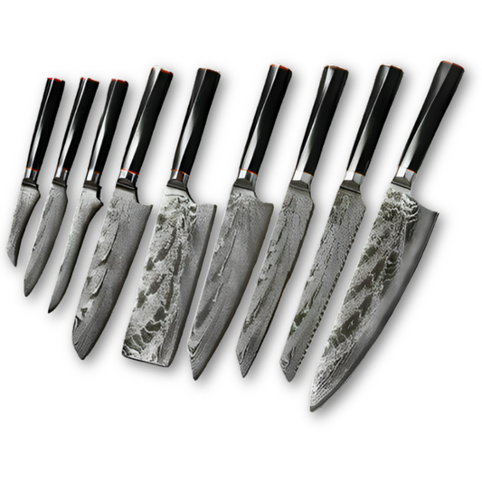 KnifeMasterz™ | Sleek Embosed Plain Handle - 9 Pcs Set | Knife Sets