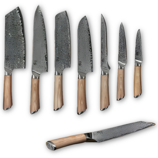 KnifeMasterz™ | KitchenMania Damascus - 8 Pieces Set | Knife Sets