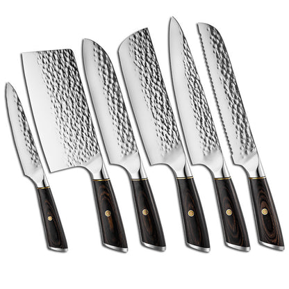 KnifeMasterz™ | Hammer Pattern Hand Forged - Set of 6 | Knife Sets