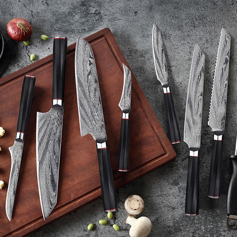 KnifeMasterz™ | Sleek Embosed Plain Handle - 9 Pcs Set | Knife Sets