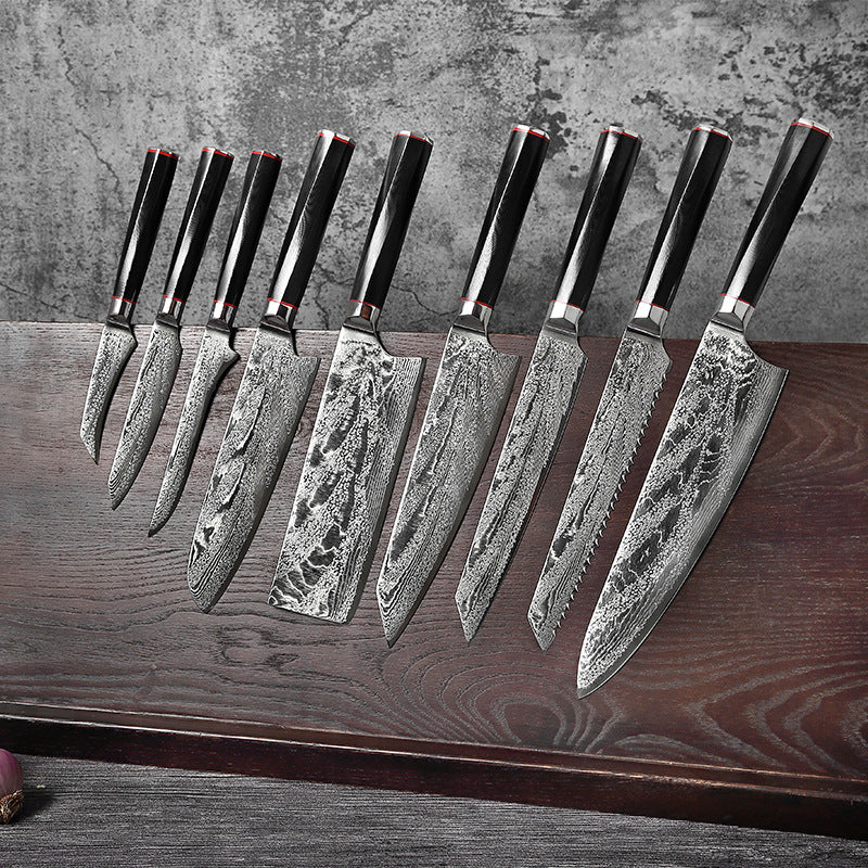 KnifeMasterz™ | Sleek Embosed Plain Handle - 9 Pcs Set | Knife Sets