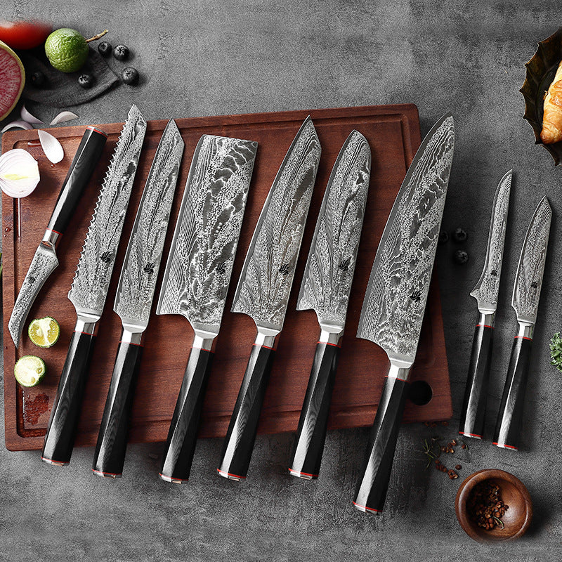 KnifeMasterz™ | Sleek Embosed Plain Handle - 9 Pcs Set | Knife Sets