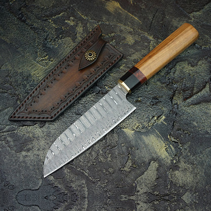 KnifeMasterz™ | Hypnosis Pattern Leather Vintage | Chef Knife