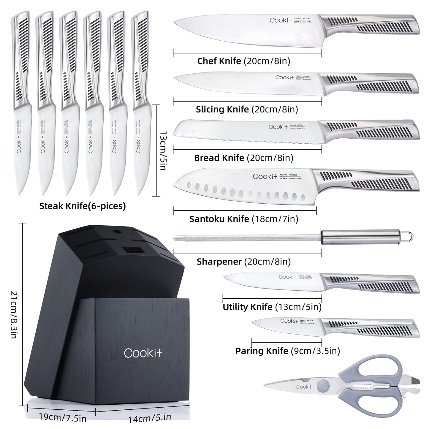 KnifeMasterz™ | Max Utility Set - Set of 15 | Knife Sets